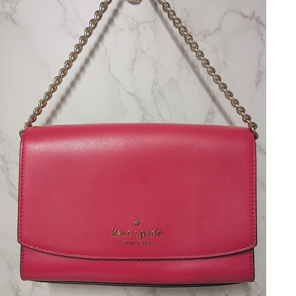 kate spade Handbags - KATE SPADE Carson Pink Ruby Leather Convertible Crossbody Bag - EUC